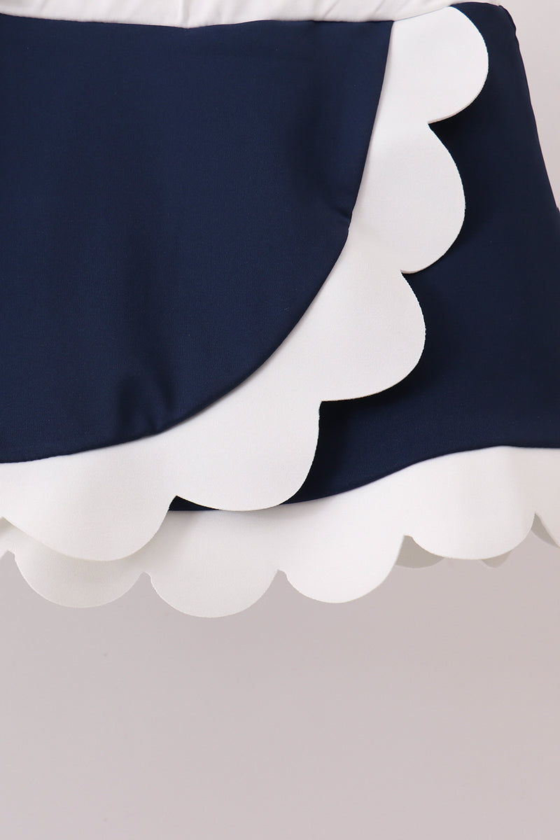 Navy Performance Scalloped Skort Set