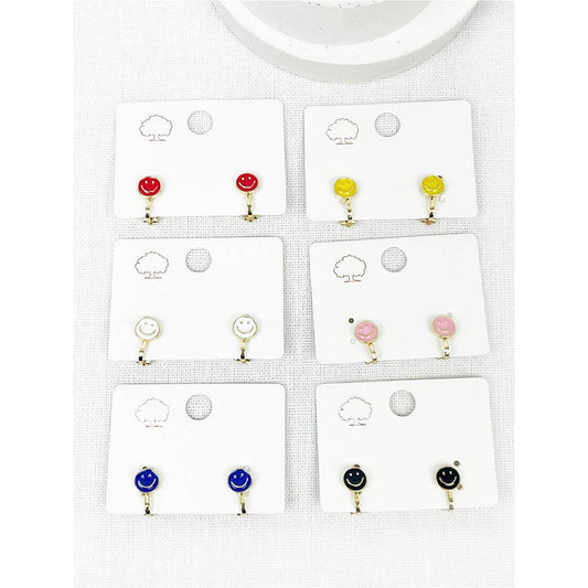 Smiley Face Clip On Earrings
