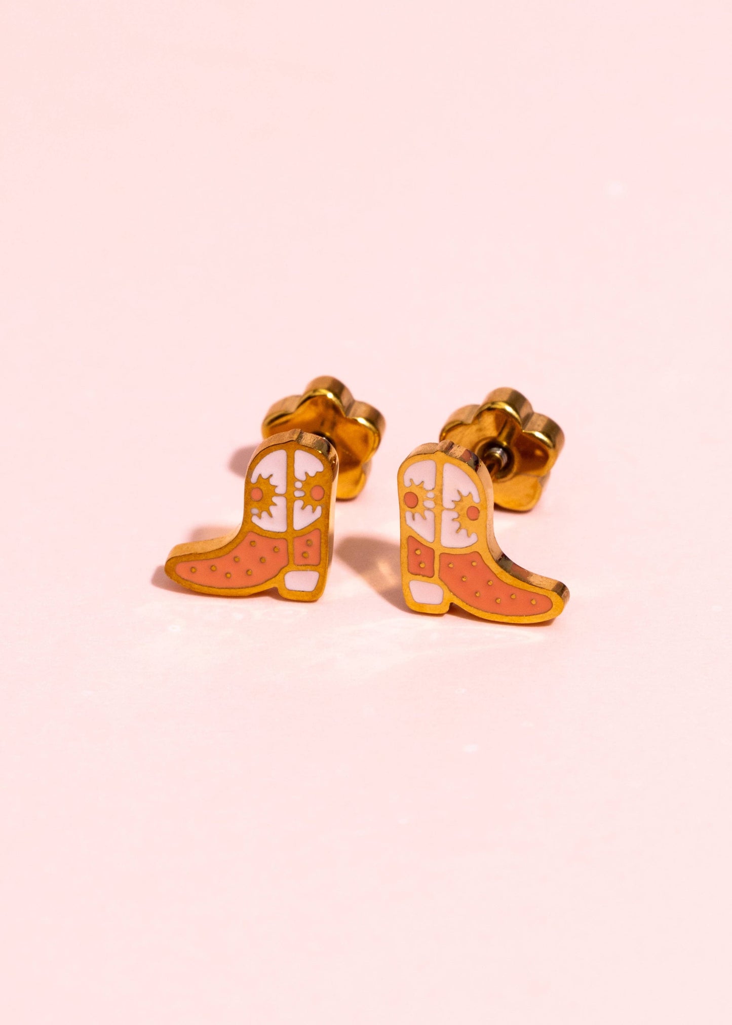 Cowgirl Boots Stud Screwback Earrings