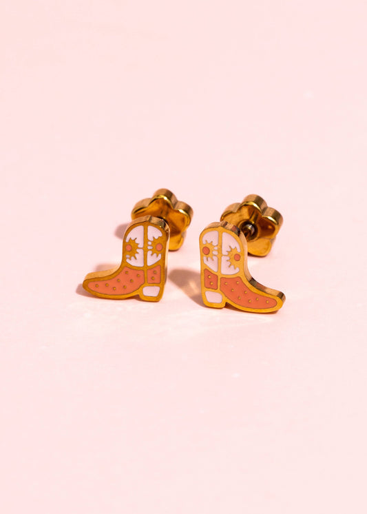Cowgirl Boots Stud Screwback Earrings
