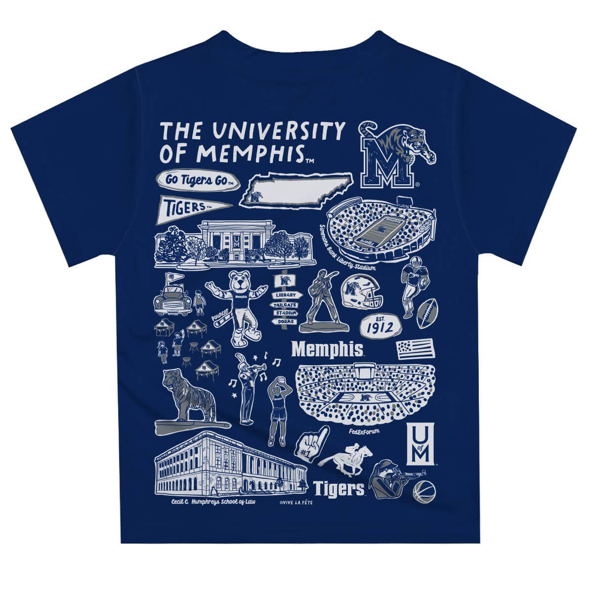 Memphis Tigers Hand Sketched Artwork Tee