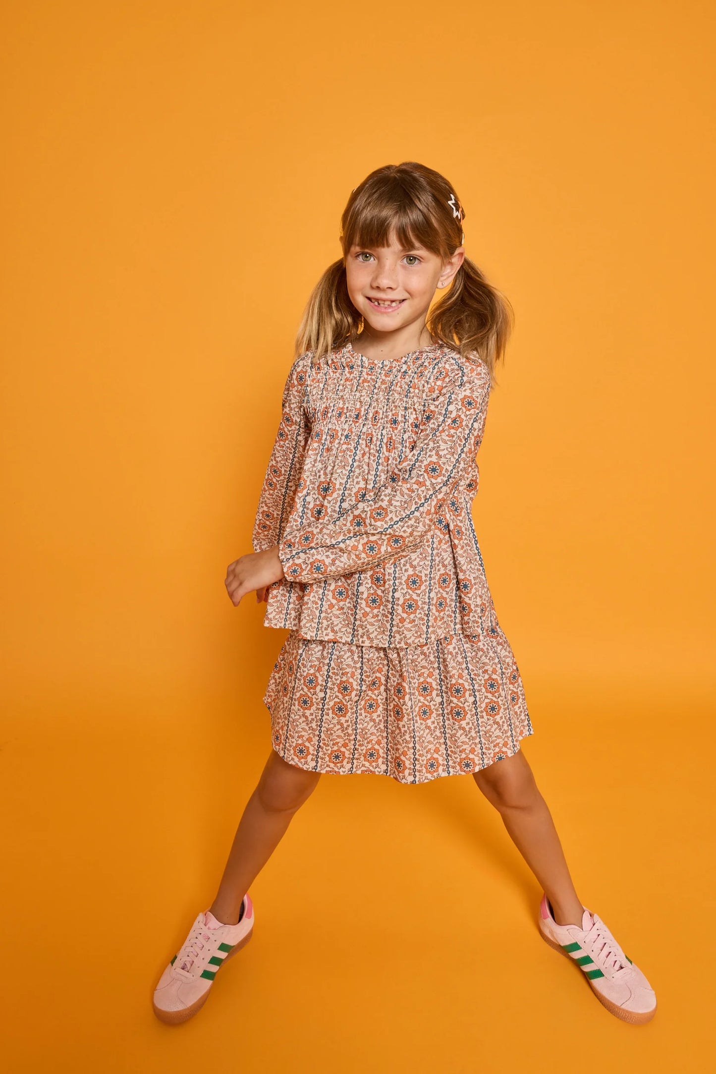 Anita Floral Long Sleeve Top- Verbier Vines Orange