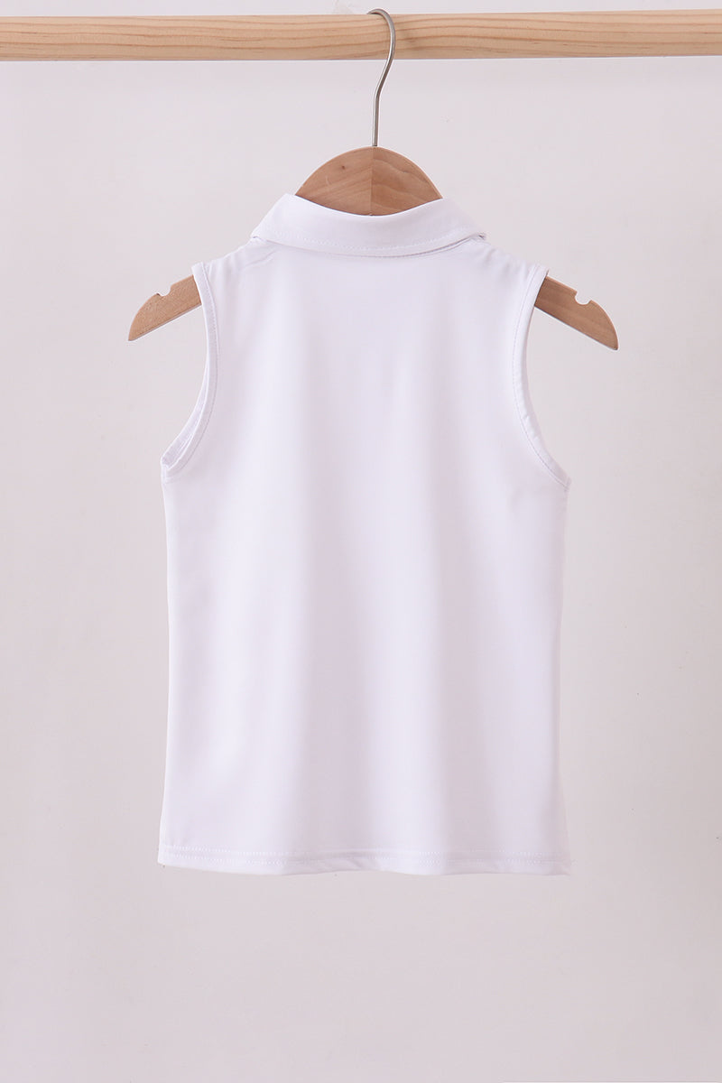 White Collared Tank Top