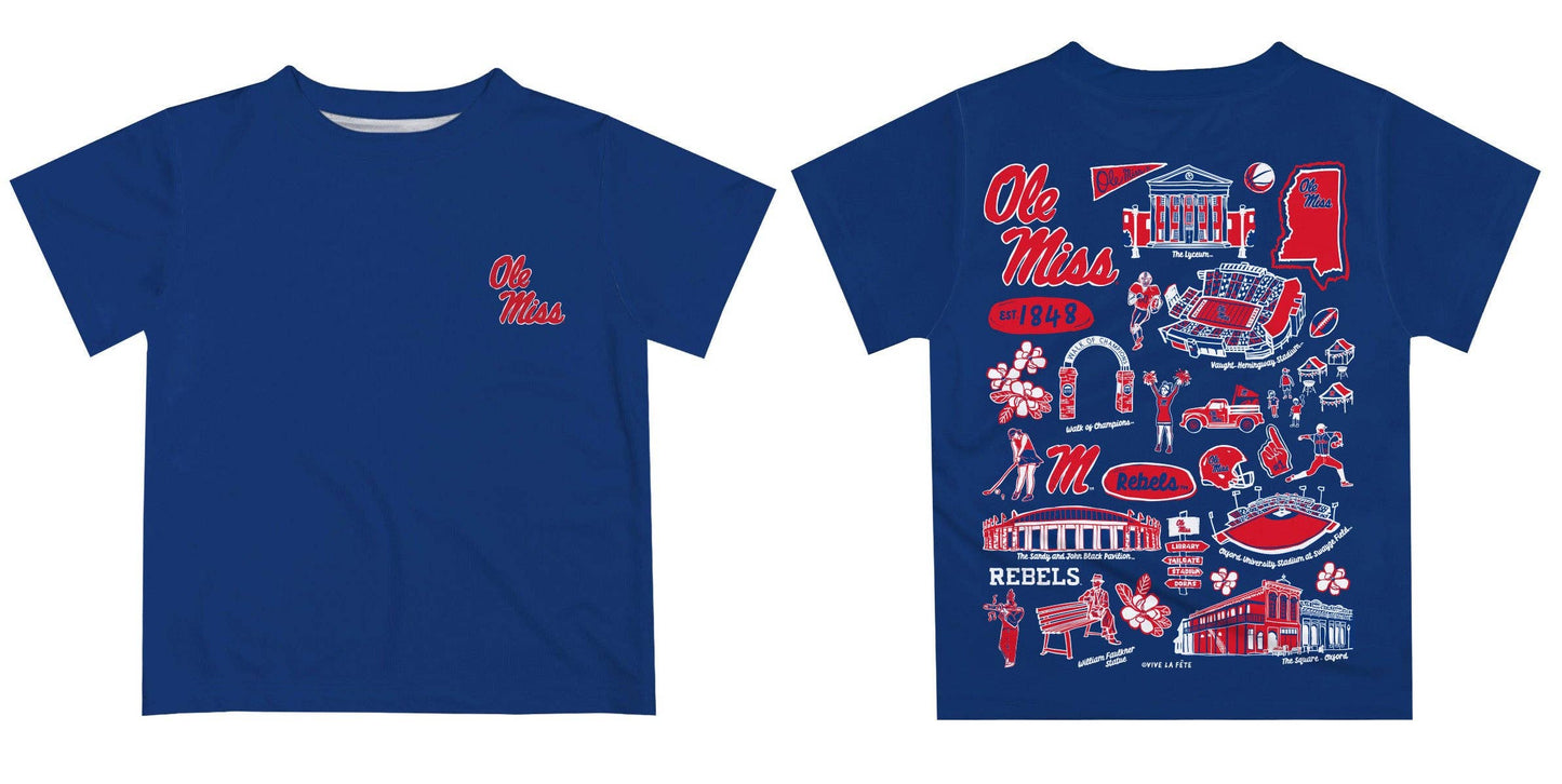 Ole Miss Rebels Hand Sketched Artwork Tee