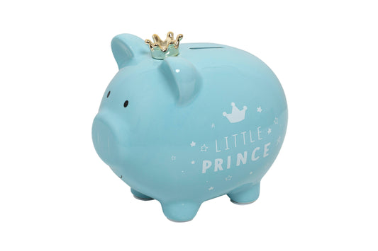 Little Prince Crown Blue Piggy Bank