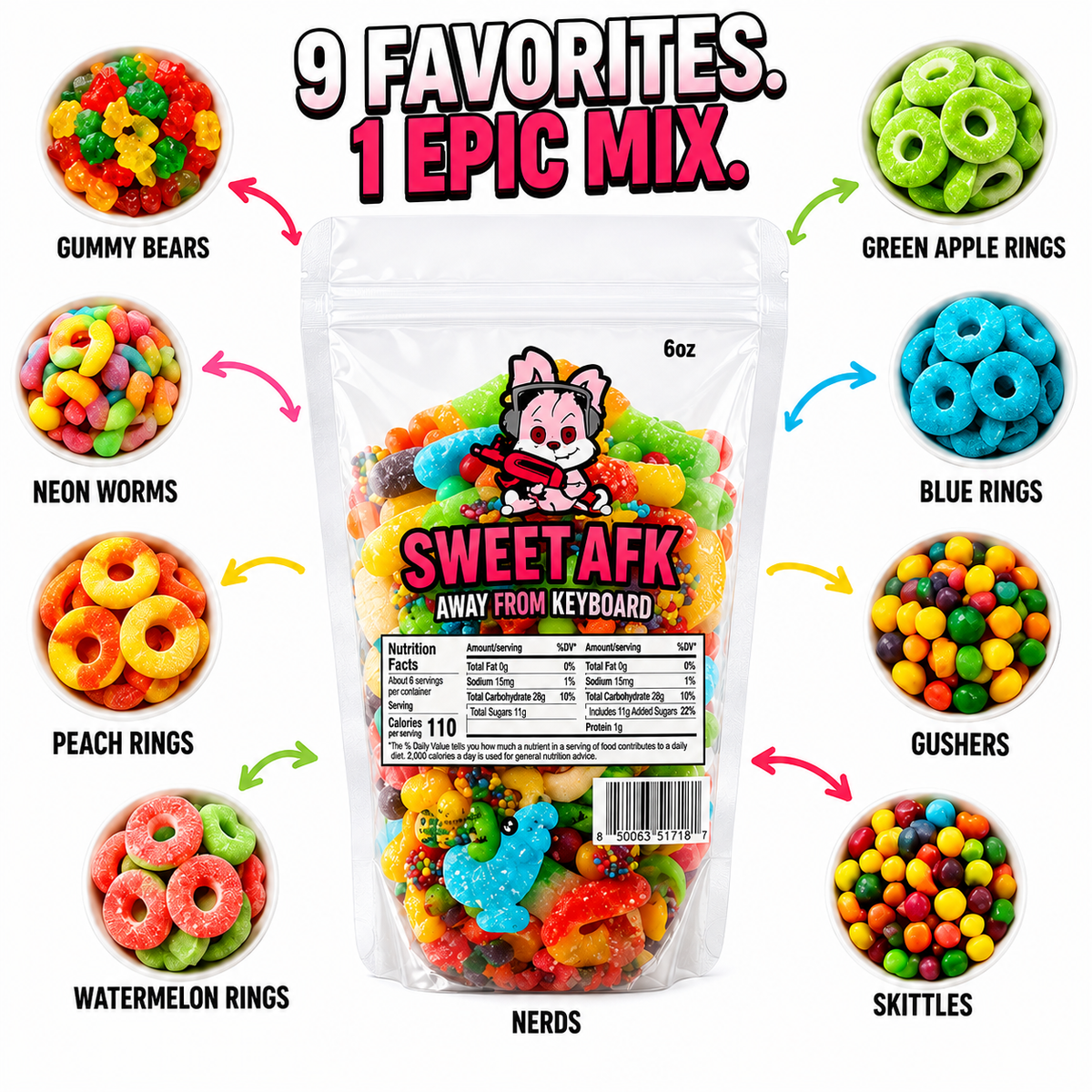 Colorful Assorted Gummy Candy Mix