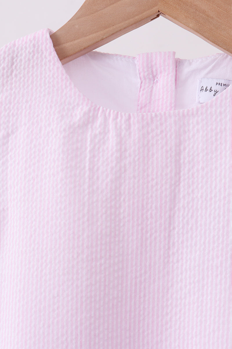 Pink Seersucker Scalloped Short Set