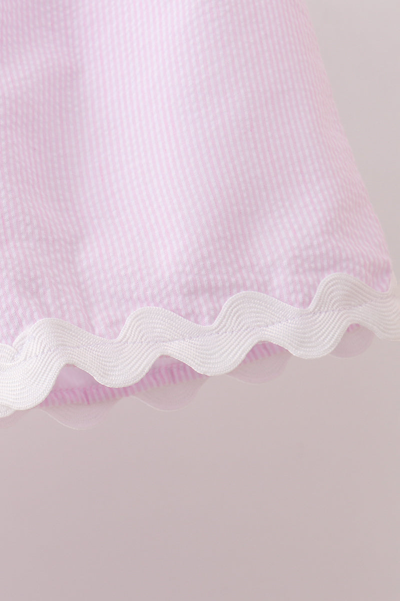 Pink Seersucker Scalloped Short Set