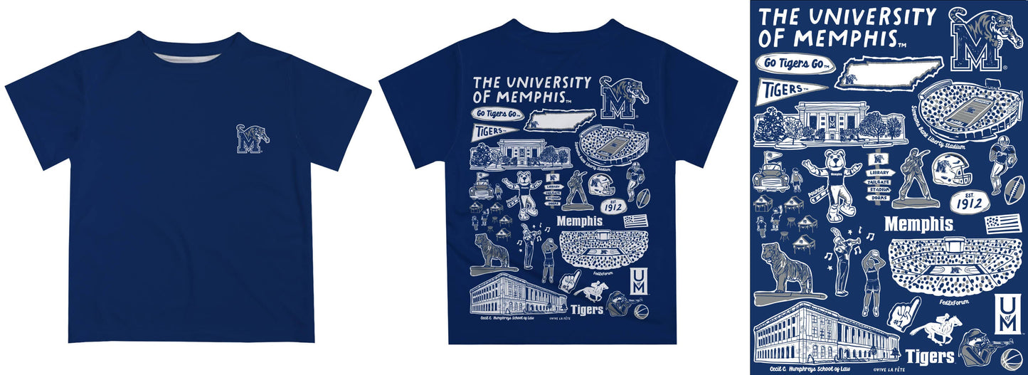 Memphis Tigers Hand Sketched Artwork Tee