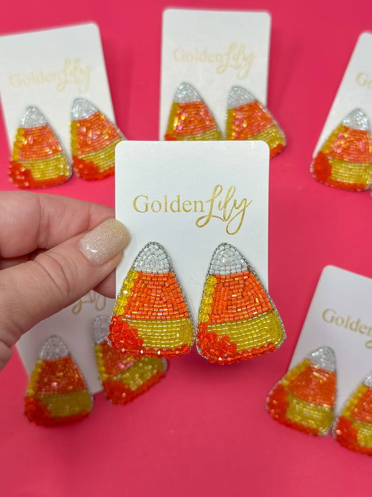 Candy Corn Beaded Earrings