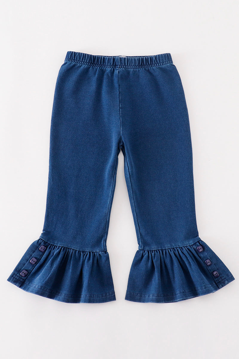 Indigo Ruffle Bell Pants