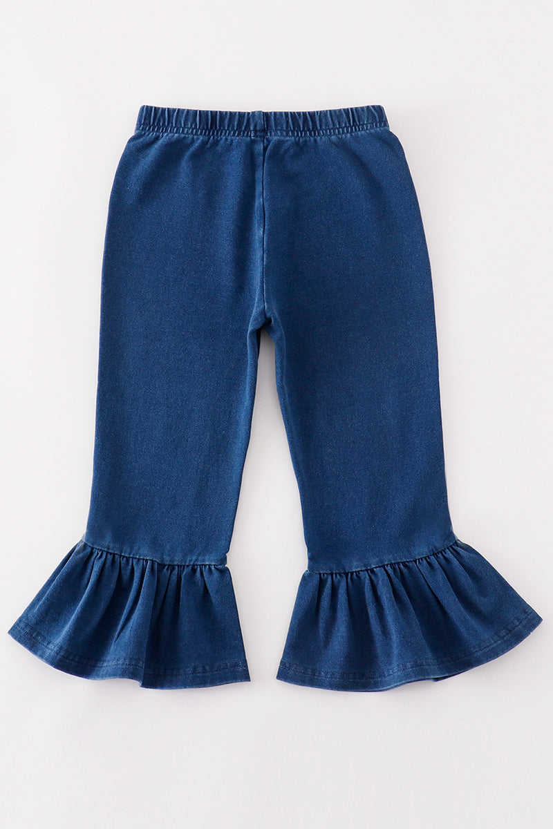 Indigo Ruffle Bell Pants