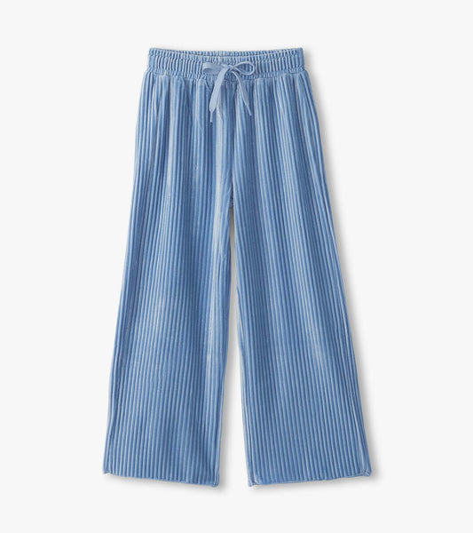 Cornflower Blue Pleated Velour Pants