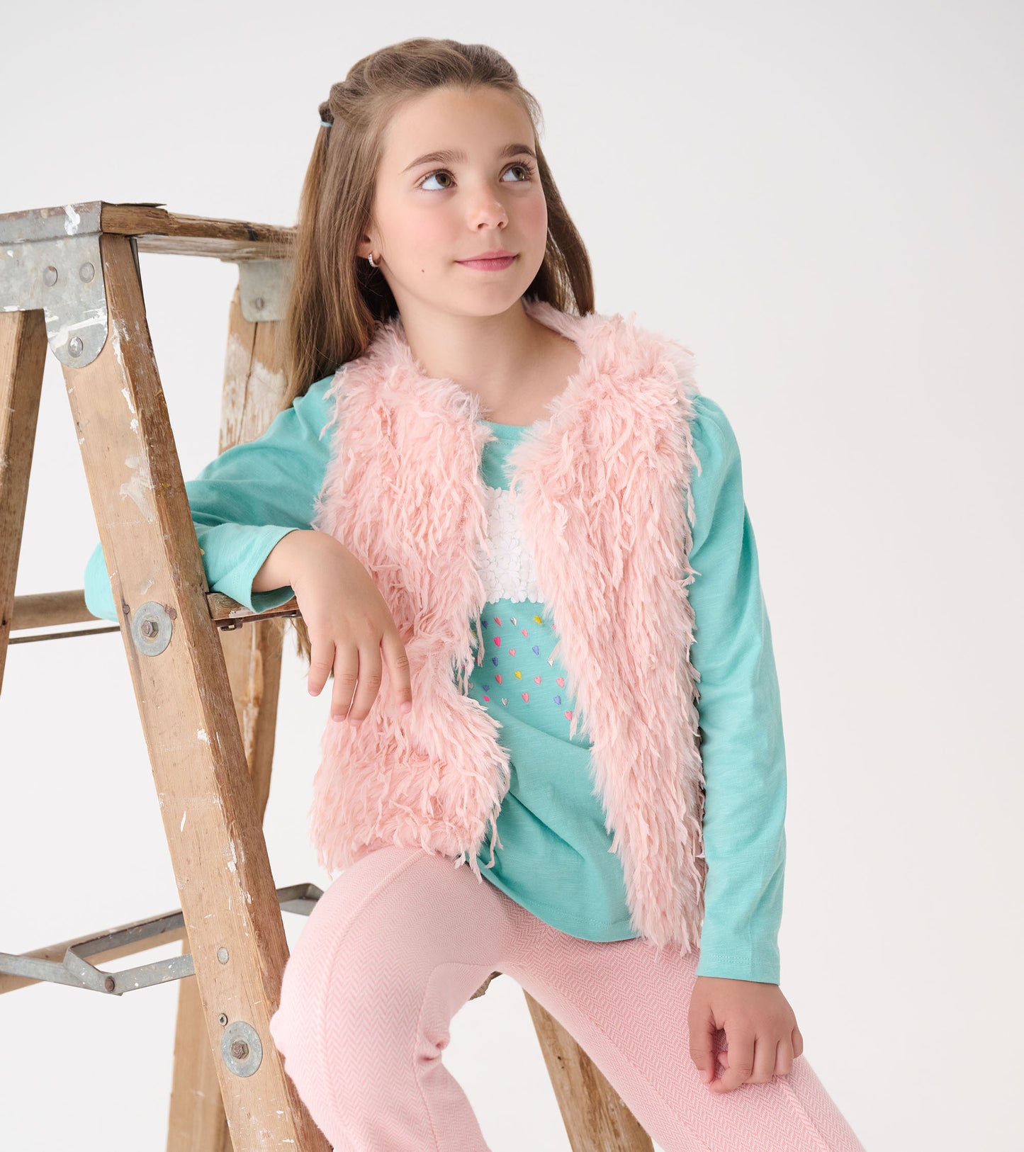 Pink Feather Faux Fur Vest