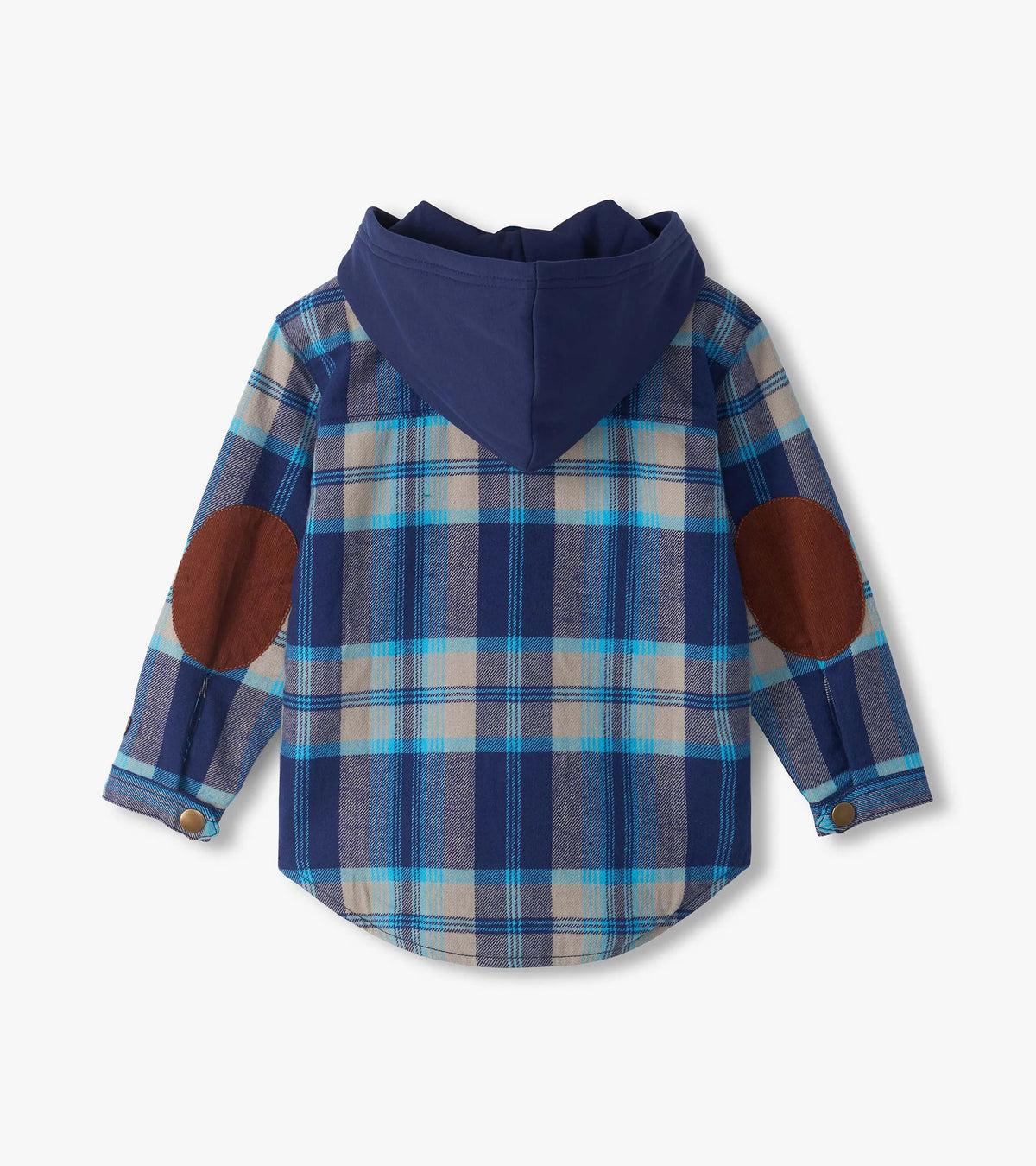 Blue Plaid Woven Flannel Hoodie