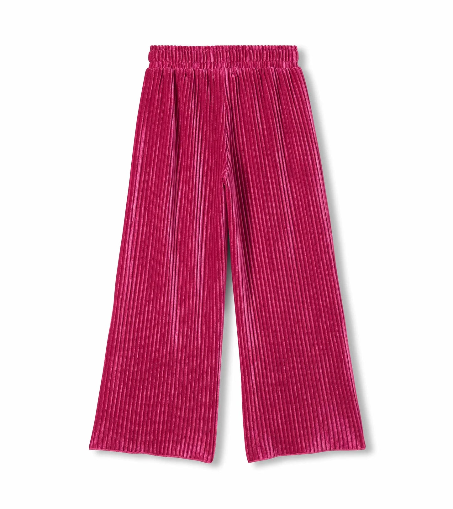 Pink Pleated Velour Relaxed Pants