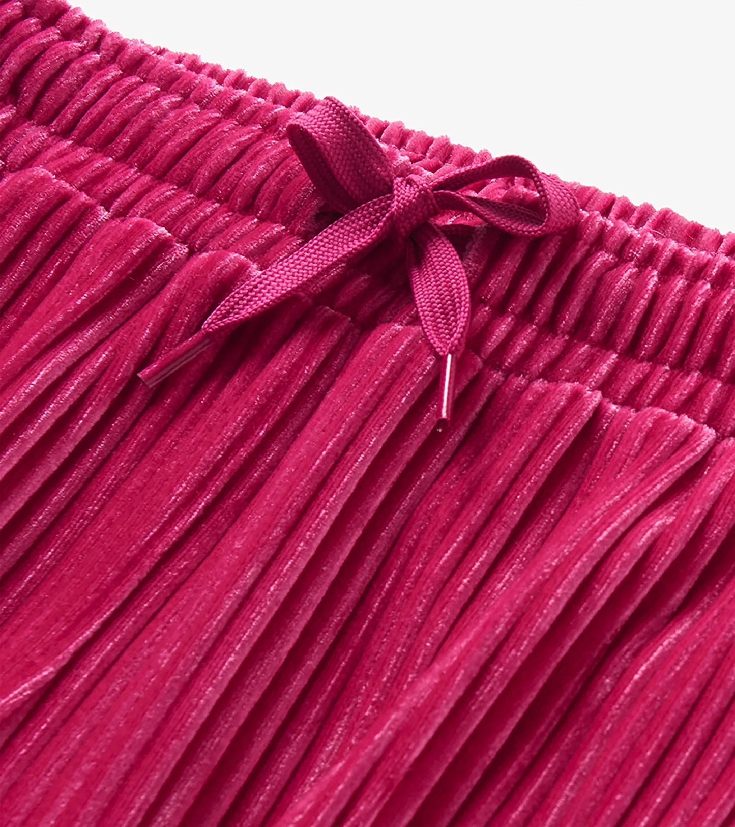 Pink Pleated Velour Relaxed Pants