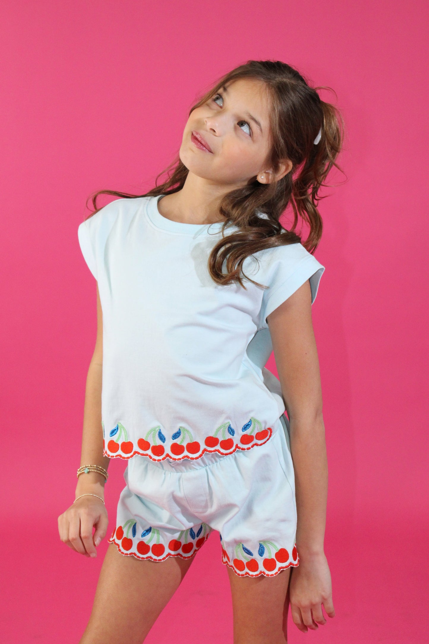 Cherries Embroidered Hem Tank