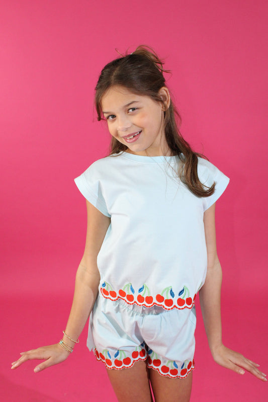 Cherries Embroidered Hem Tank