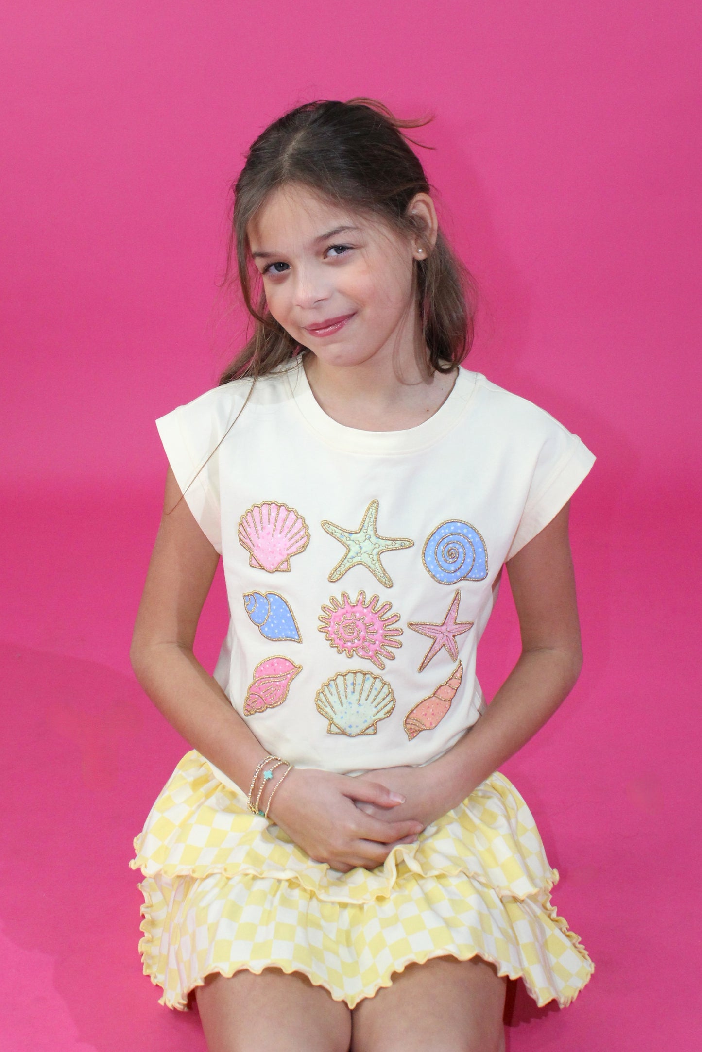 Smocked Waistband Checkered Print Skort