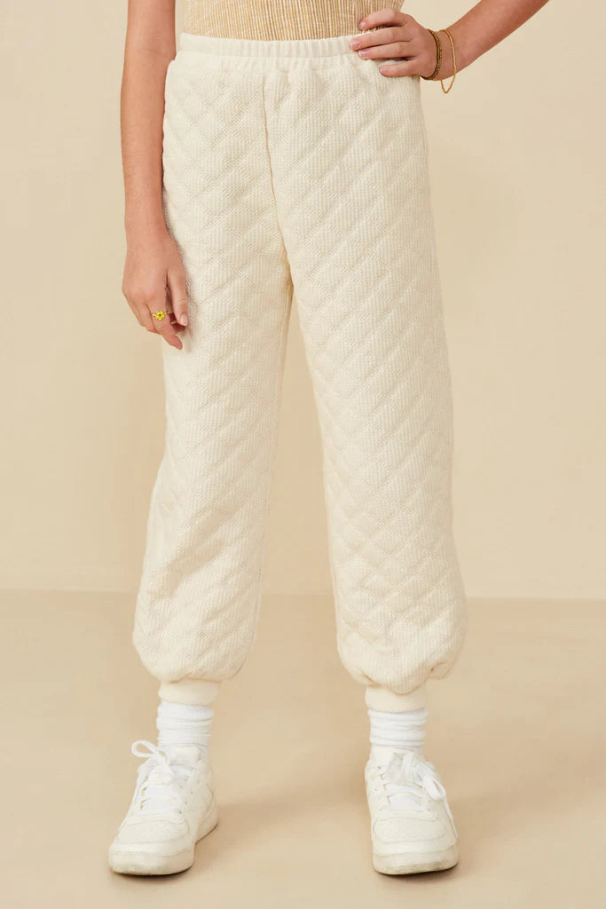 Quilted Ivory Knit Sweatpants