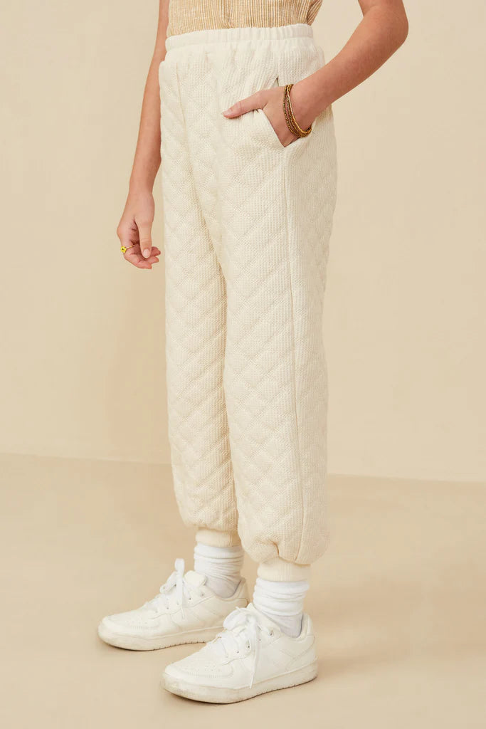 Quilted Ivory Knit Sweatpants