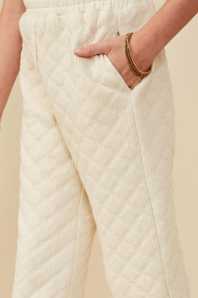 Quilted Ivory Knit Sweatpants