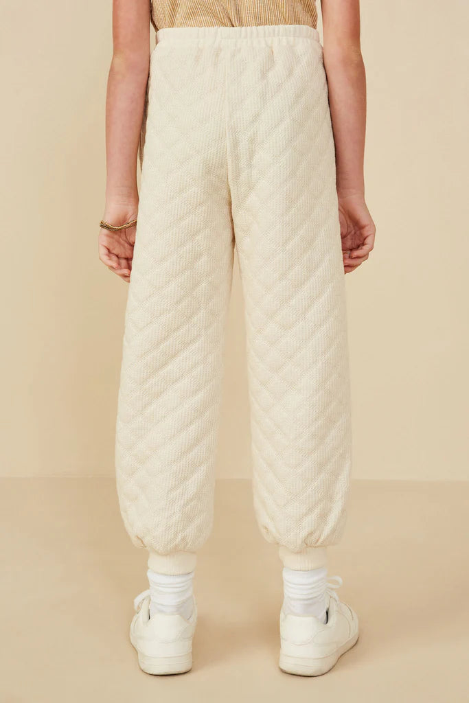Quilted Ivory Knit Sweatpants