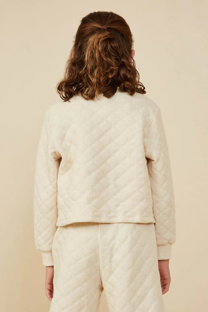 Quilted Ivory Knit Sweatshirt