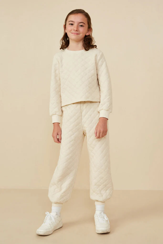 Quilted Ivory Knit Sweatshirt