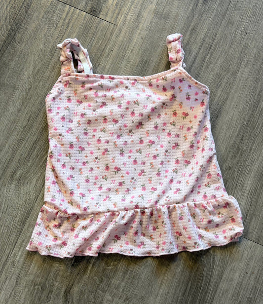 Pink Floral Ruffle Tank