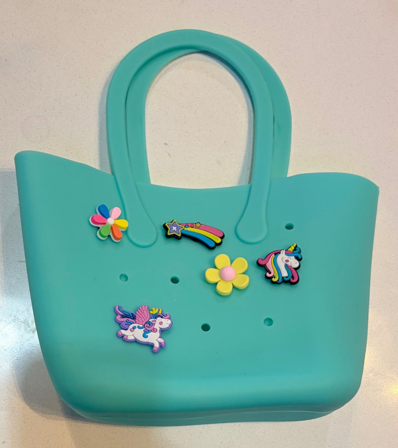 Teal Silicone Croc Bag
