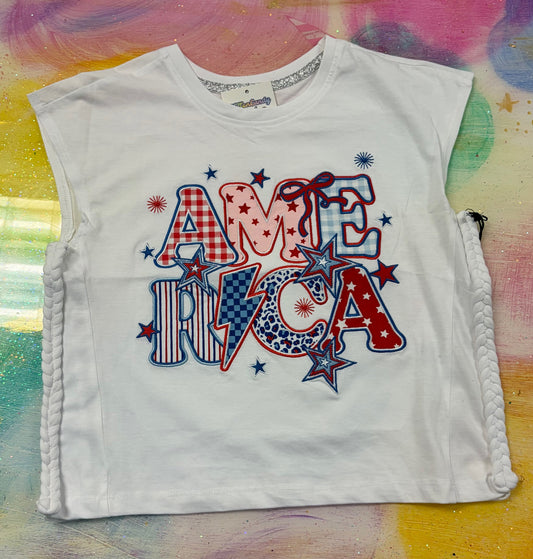 America Applique W Embroidery Tank
