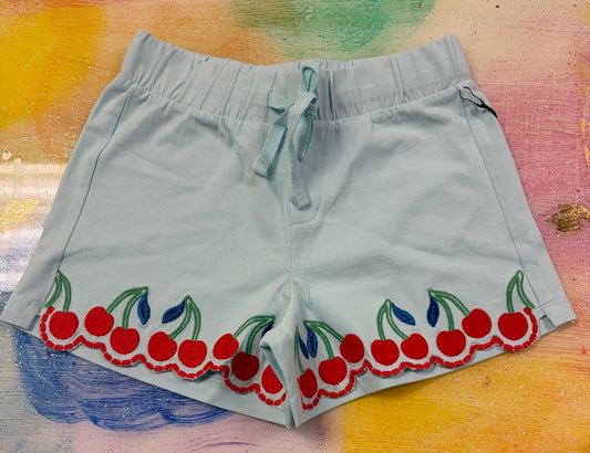 Cherries Embroidered Hem Shorts