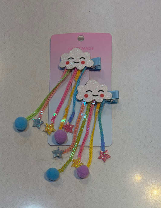 Cloud Rainbow Sequin Clips