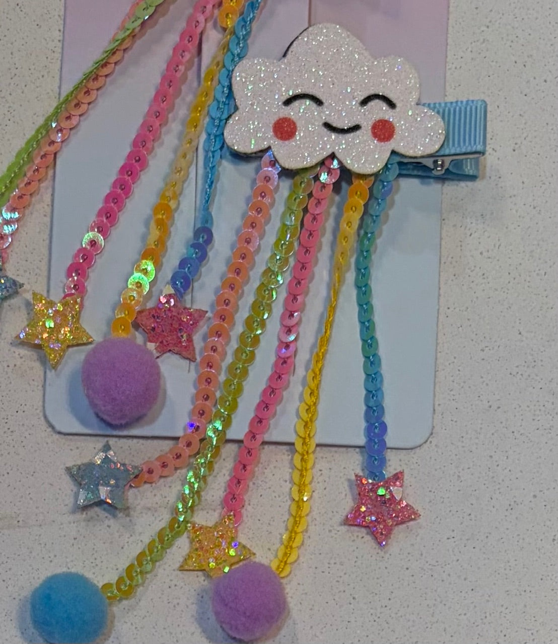 Cloud Rainbow Sequin Clips