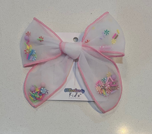 White Sheer Confetti Hair Bow