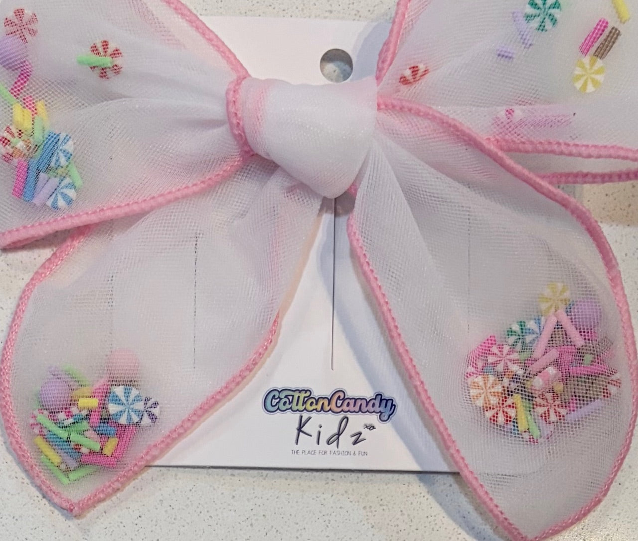 White Sheer Confetti Hair Bow