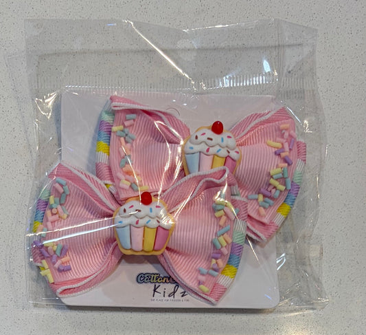 Cupcake Confetti Bow Clips