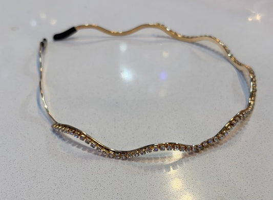 Wavy Gold Rhinestone Headband