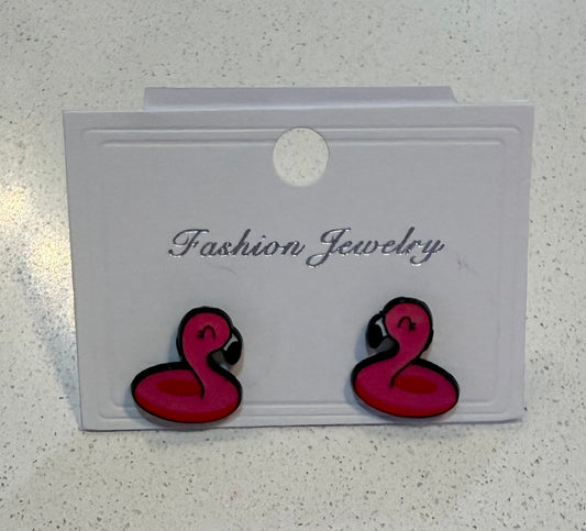 Flamingo Enamel Stud Earrings