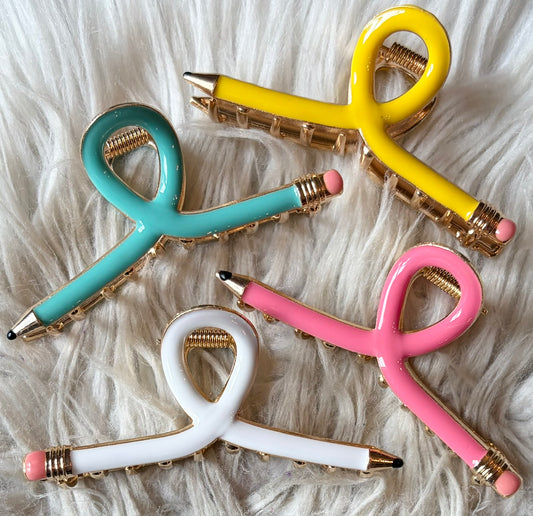 Pencil Hair Claw Clips- Assorted