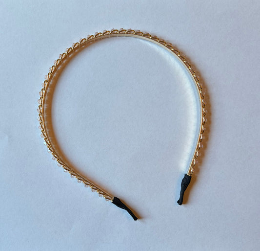Pink Beaded Gold Chain Headband