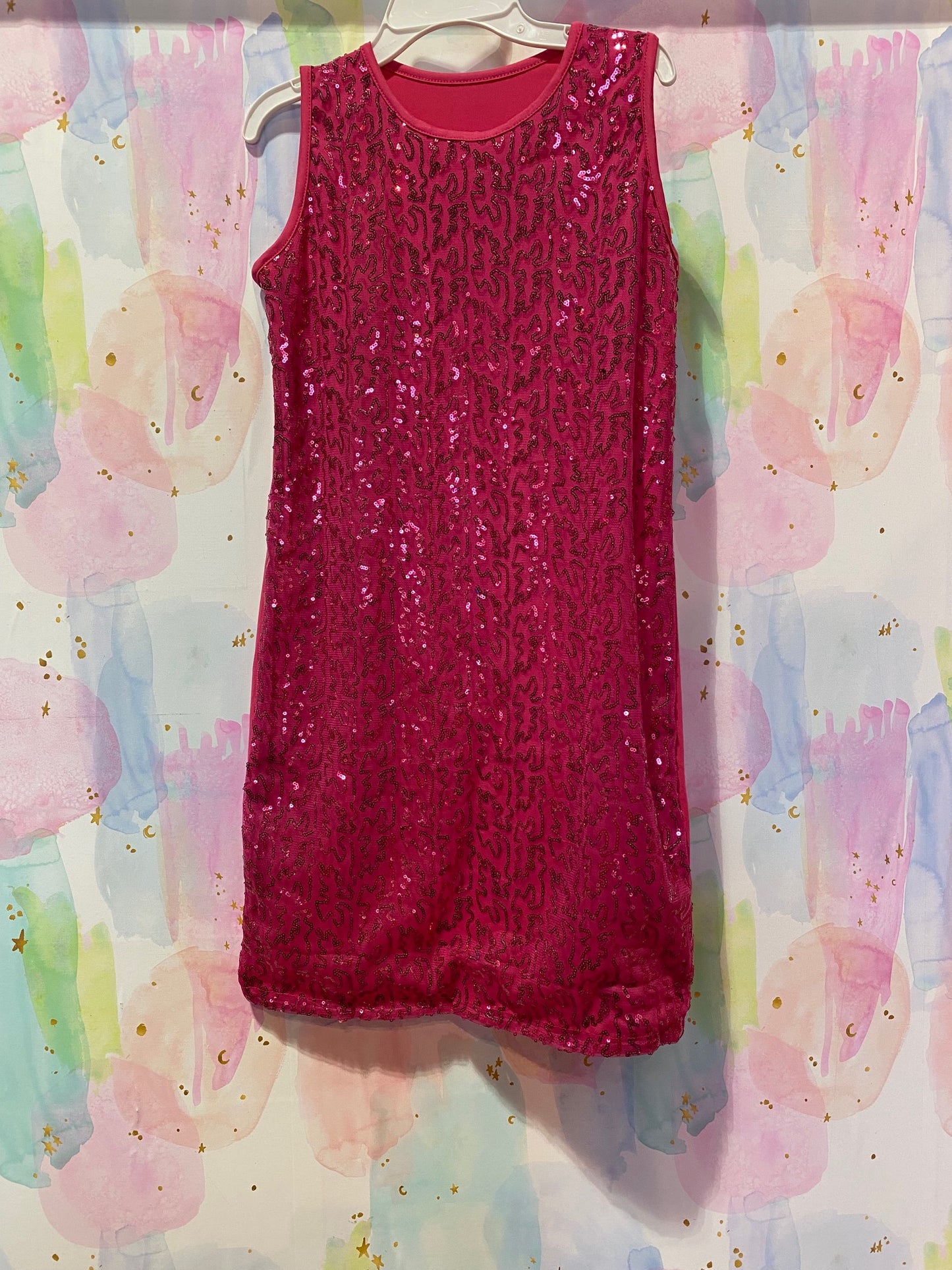 Hot Pink Sequin Sleeveless Dress