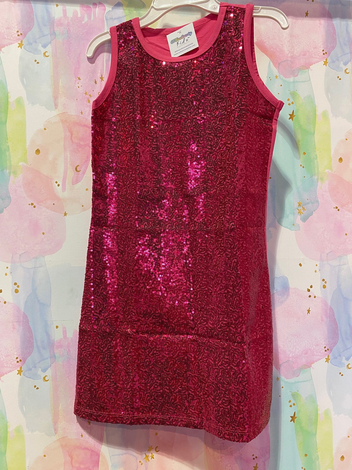 Hot Pink Sequin Sleeveless Dress