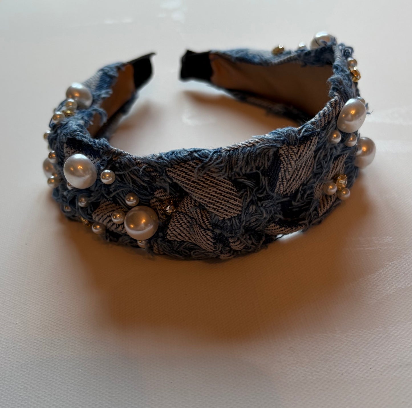 Denim & Pearls Headband