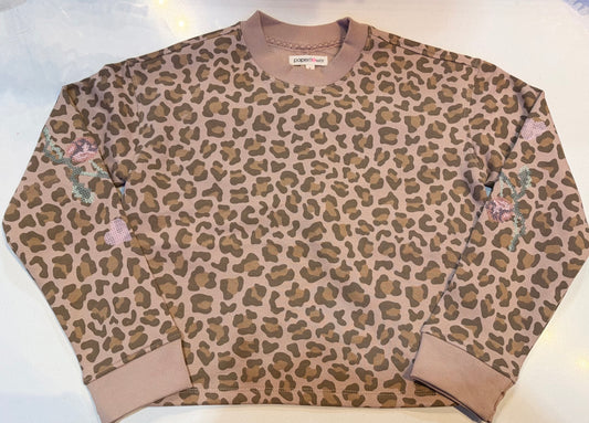 Animal Print Sweatshirt Cross Stitch Flowers