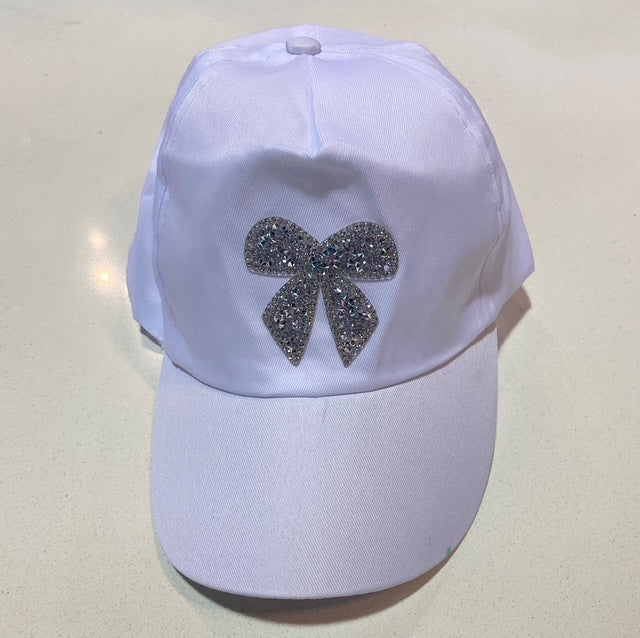 Silver Rhinestone Bow Hat