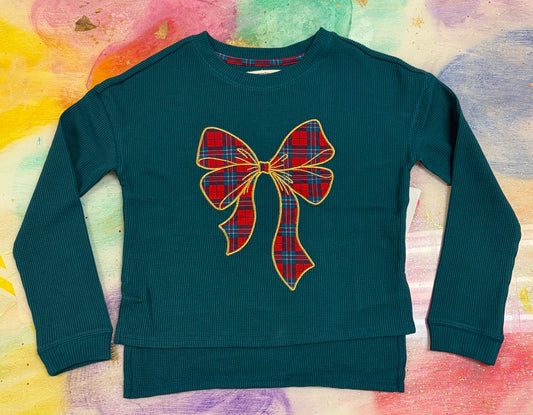 Tartan Velvet Bow Sweatshirt