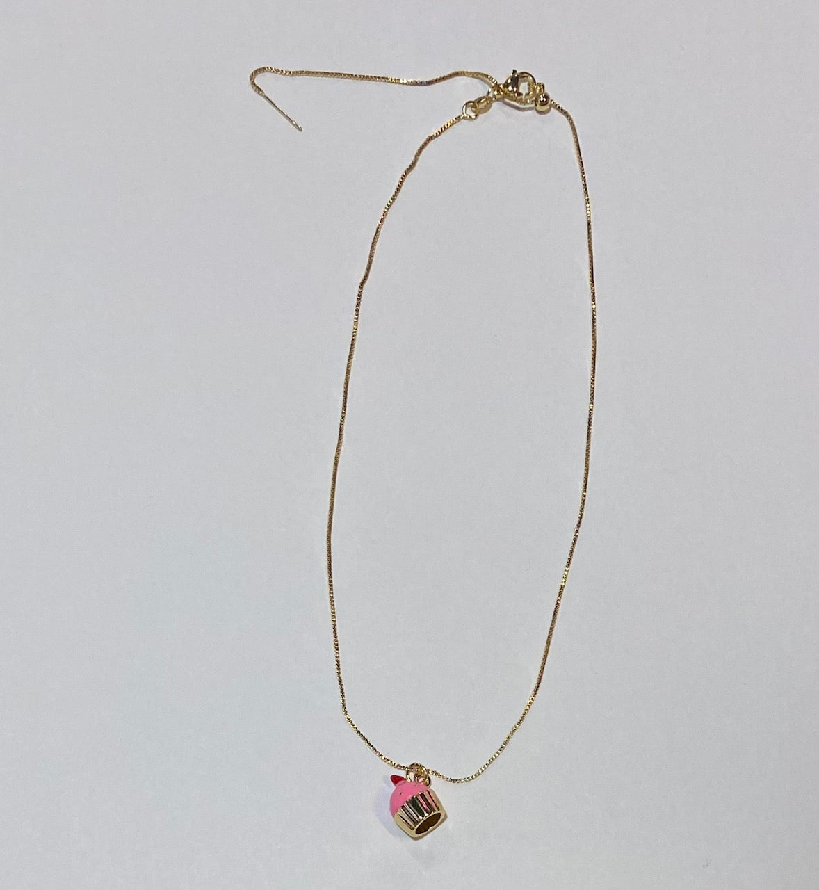Cupcake Charm Gold Necklace